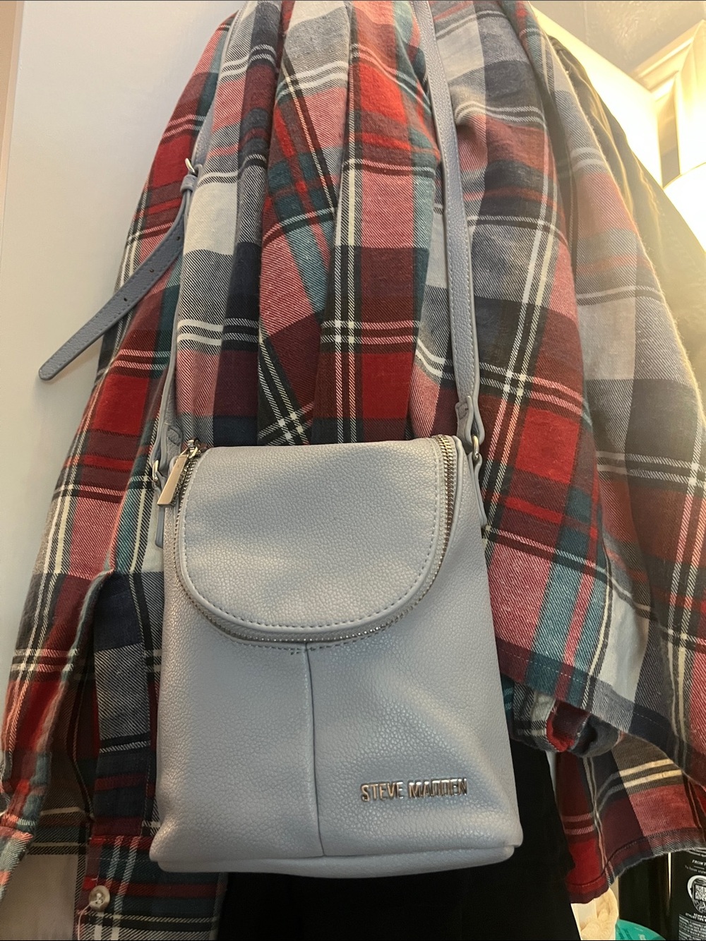 Steve Madden Pale Blue Pebbled Crossbody Bag